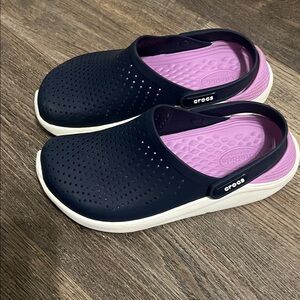 CROCS Lite Ride Navy & Purple 360 Clogs Shoes Unisex Women 8 Men 6